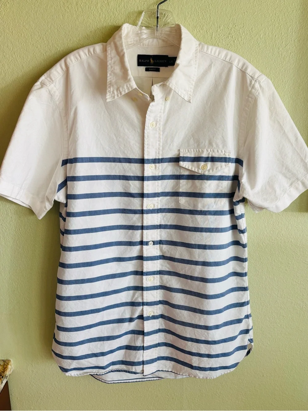 Polo Ralph Lauren Standard Short Sleeve Button Down Striped Shirt with Pocket L